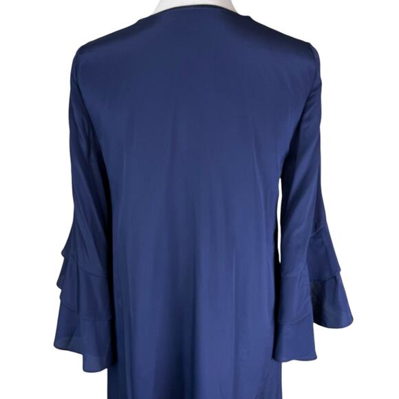 Lilly Pulitzer Tatiana Navy Sequin Silk Blend Long Bell Sleeve Mini Tunic Dress - Picture 8 of 13